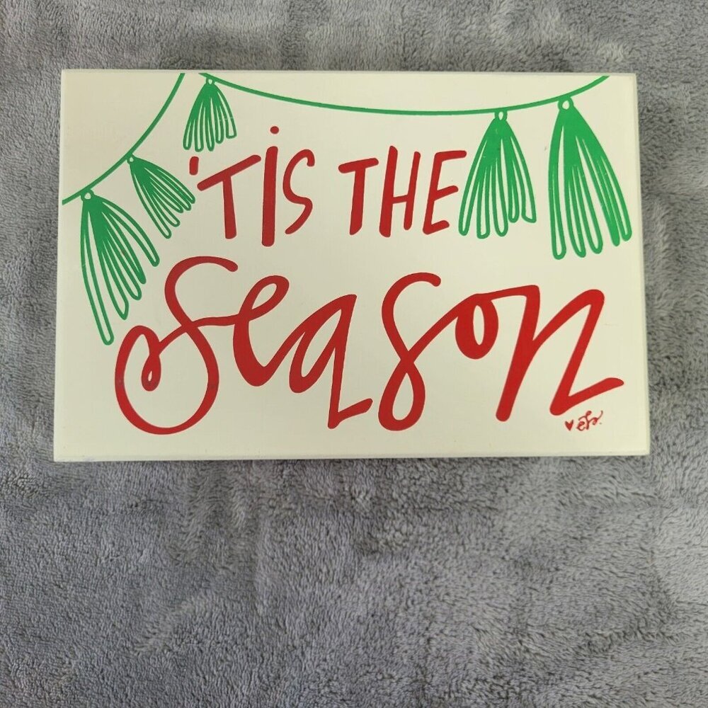 "Tis The Season" Christmas Box Art Sign Holiday Wall Decor Tabletop Plaque S15E